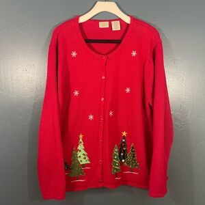Classic Elements Women’s Red Knit Christmas Cardigan Sweater Size 20-22W